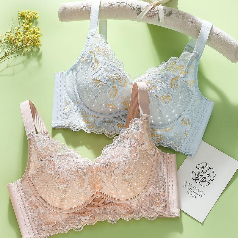 European & American Style Wireless Push-Up Lace Bra with Side Support - Comfortable & Breathable Women's Underwear