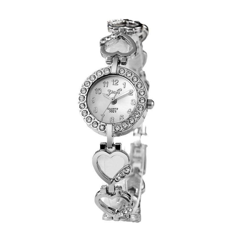 Creative Women Watch Heart-shaped Rhinestone Strap Bracelet Quartz Watches Ladies Wristwatch