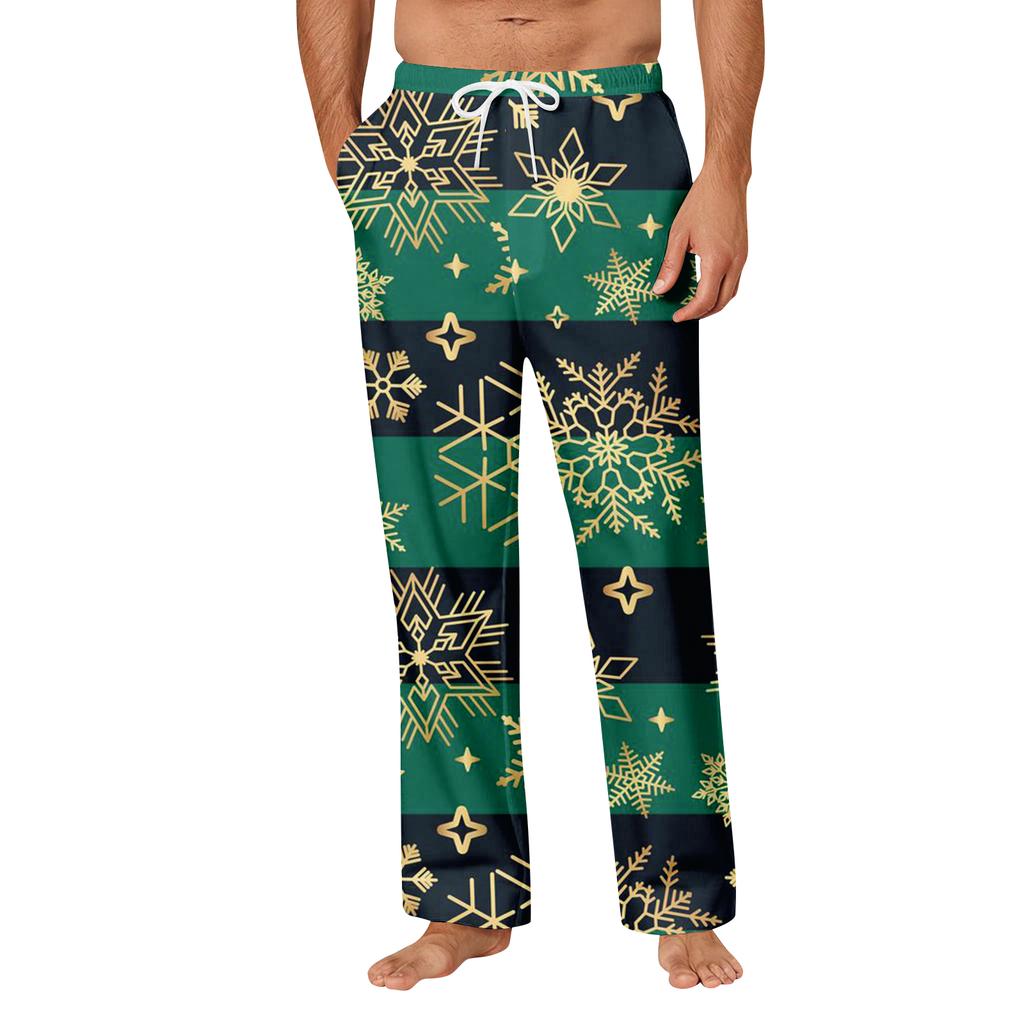 Herren Weihnachten Print Tasche Bequeme Freizeit Hose Zuhause Schlafhose