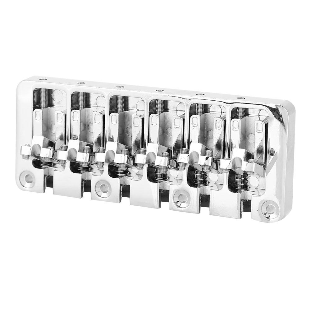 1 PC 6 String Bass Fixed Hardtail Bridge with Adjustable Saddle Chrome