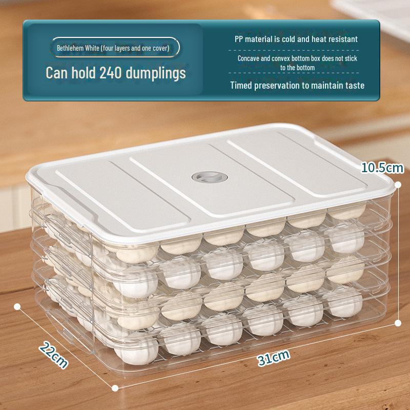 Multilayer Food-Grade Freezer Storage Box for Dumplings, Wontons, Eggs & More