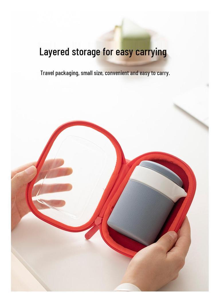 Heartfelt Portable Kung Fu Tea Set: Modern, Anti-scalding Teapot with Quick-brew Cups for Home and Outdoor Use.