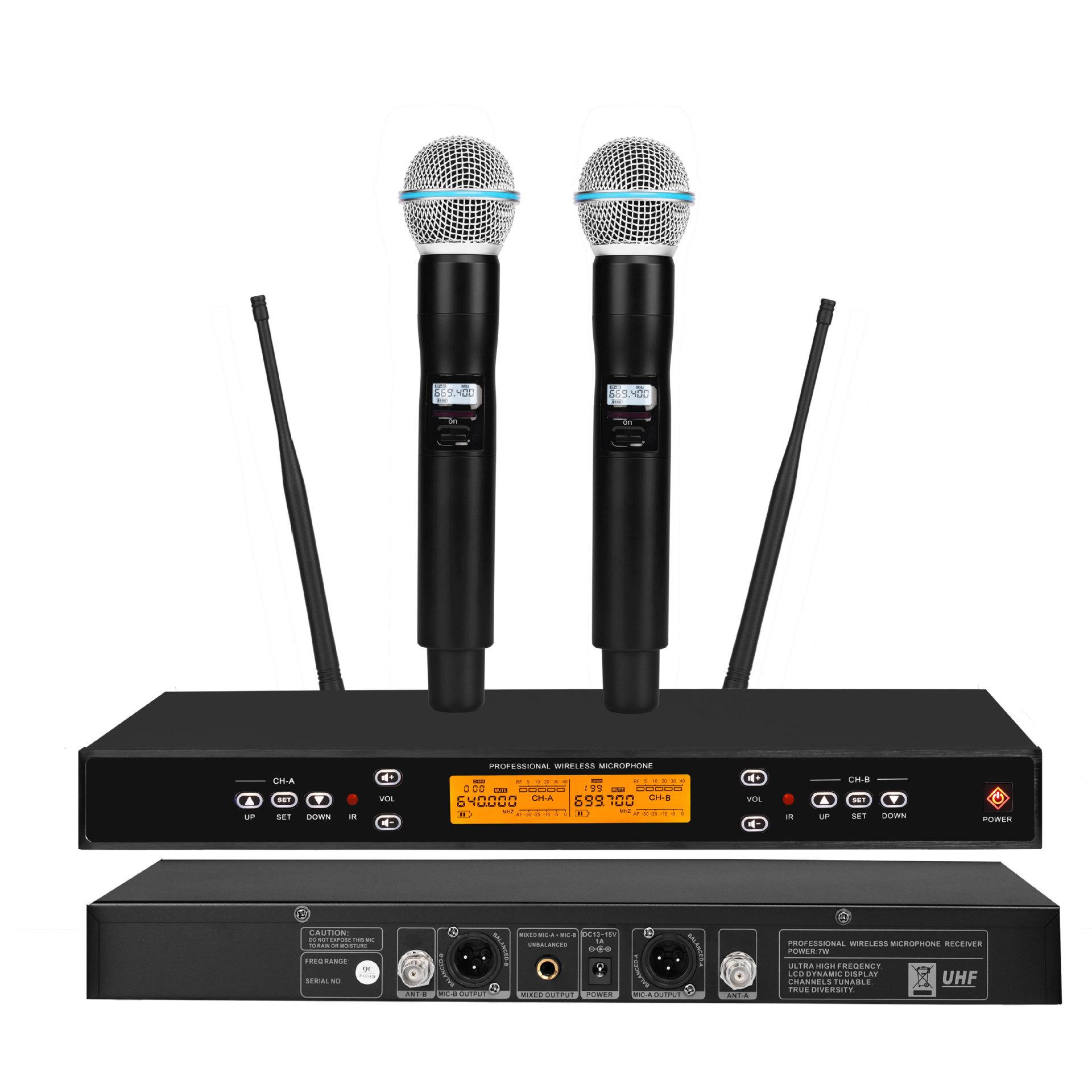 

High-End Wireless U-Band Infrared Dual Microphone Set for Stage and Conference Use EU Plug