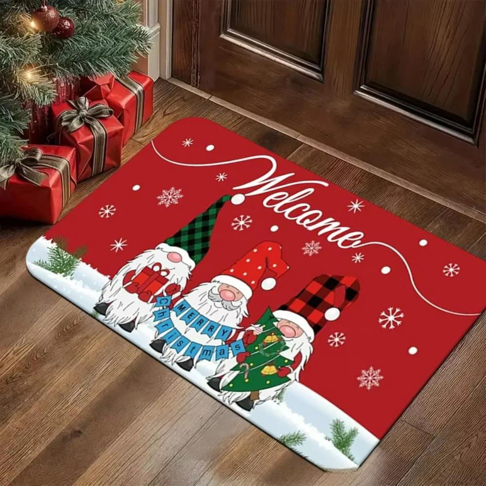 Christmas-Themed Doormat Holiday Atmosphere Entryway Rug Living Room Bedroom Welcome Mat Outdoor Rug Home Decor