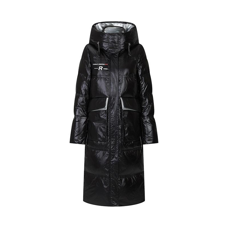 JAZZEVAR Women's Winter New Hooded High-end Down Jacket Thickened White Duck Down Medium and Long Jacket