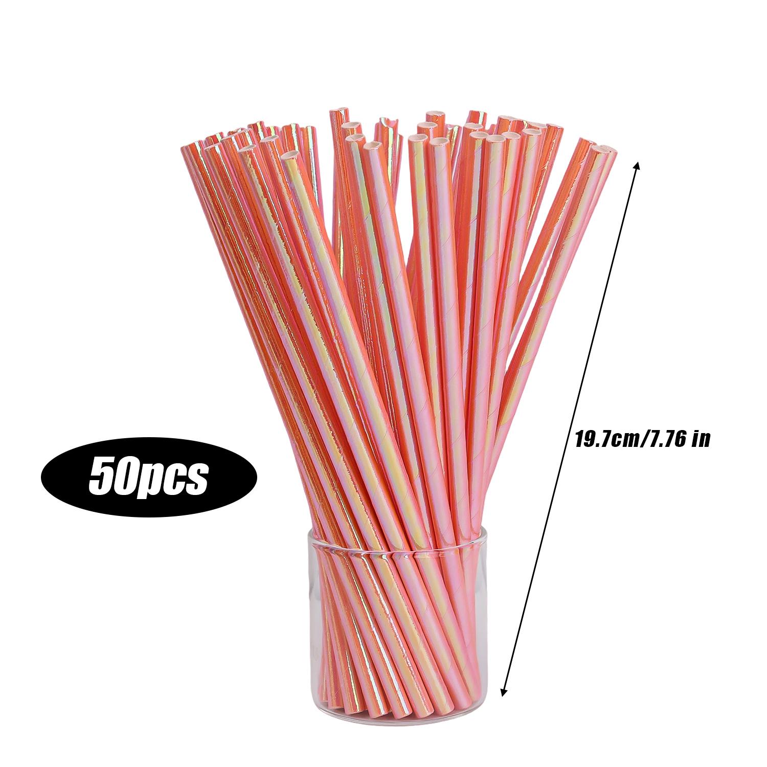 Wholesale Disposable Drinking Party Paper Straws Biodegradable Cocktail Straws for Birthday Party Supplies Baby Shower Wedding (Pink,50PCS) розовый