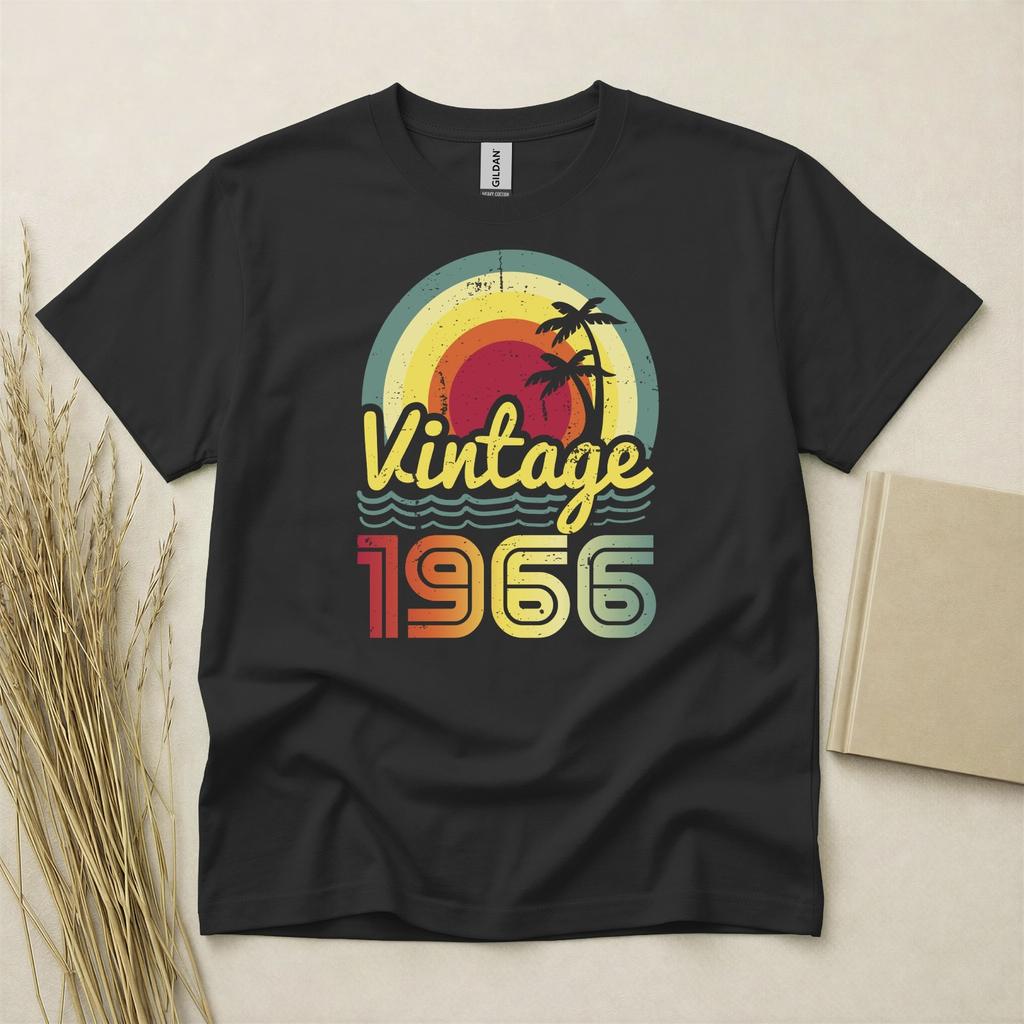 60th Birthday T Shirt Born In 1966 Gift 60 Year Old T-Shirt Vintage Retro Sunset