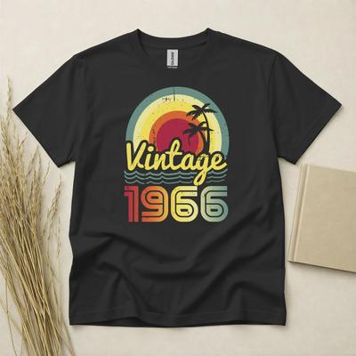 60th Birthday T Shirt Born In 1966 Gift 60 Year Old T-Shirt Vintage Retro Sunset