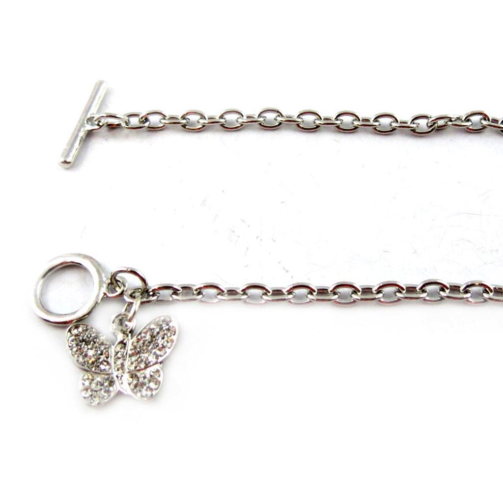 Les Trésors De Lily [F7997] - Silver 'Butterfly' Designer Bracelet