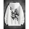 Men's Street Style Fleece Loose Size Comfortable Skulls&Poker Cards Print Casual Sports Round Neck Short Sleeve Hoodies
