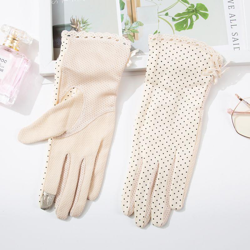 

Весна и Лето Женские Рукава для Верховой Езды и Вождения Хлопковые Перчатки для Защиты от Солнца Длинные Защитные Рукава от УФ-излучения Нескользящие Пальцы для Сенсорного Экрана Short Lace Beige (24cm) All yards