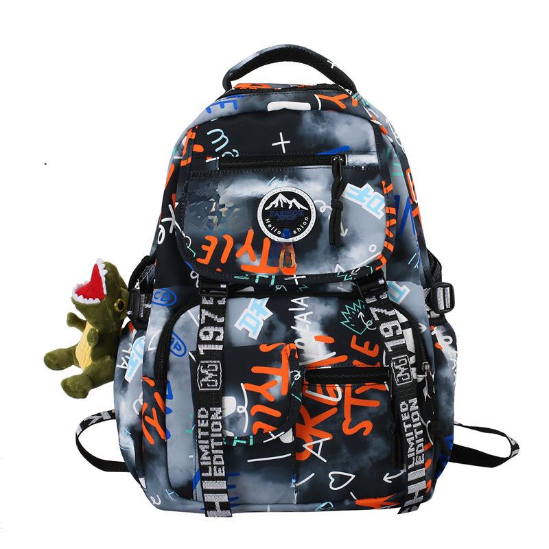 Spot Graffiti Streetwear Lightweight Backpack for Students & Casual Use
