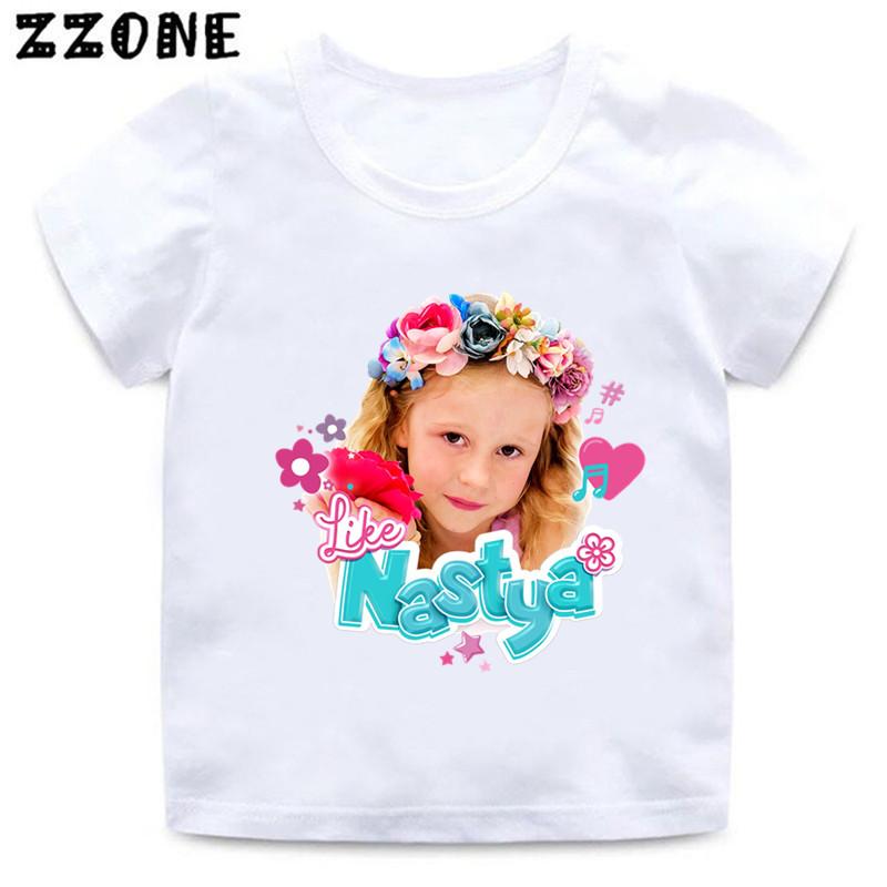 Cute Style Nastya Likes Cat Pattern Cartoon Fun Girl Clothing Boys' T-shirt Summer Children