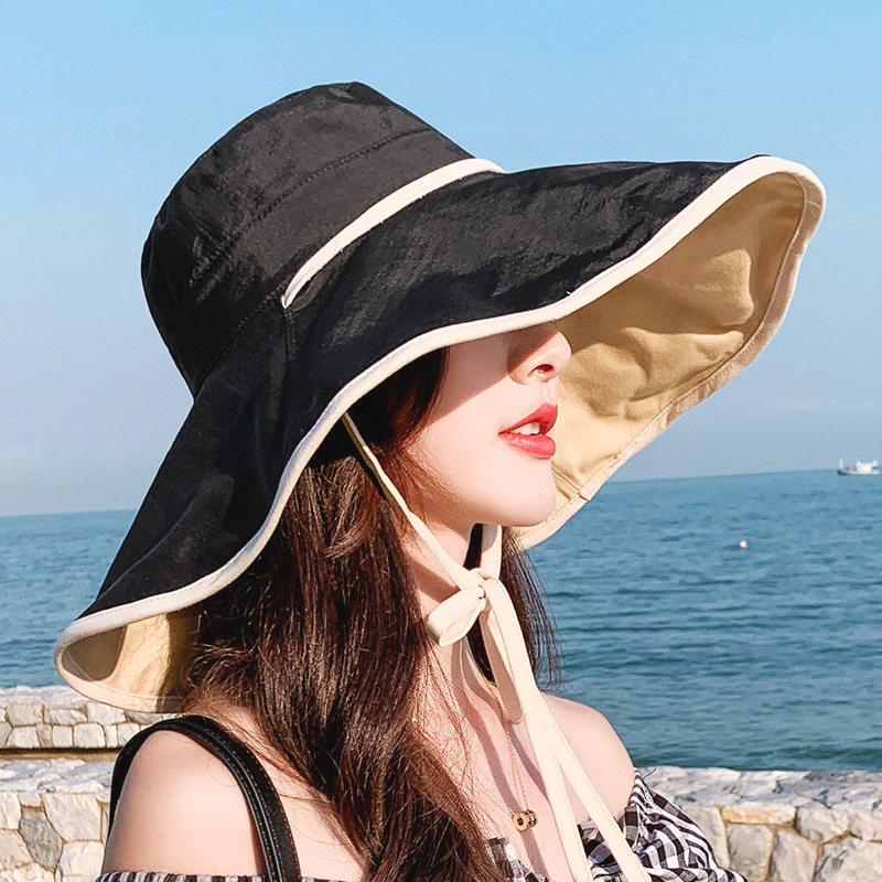 

2025 Women Fisherman s Hat Spring Summer Sunscreen Hat Big Brim Bucket Hat Edge Anti-ultraviolet Uv Sun Hat Uv Sun Hat UPF 50+ 54-58cm чорний