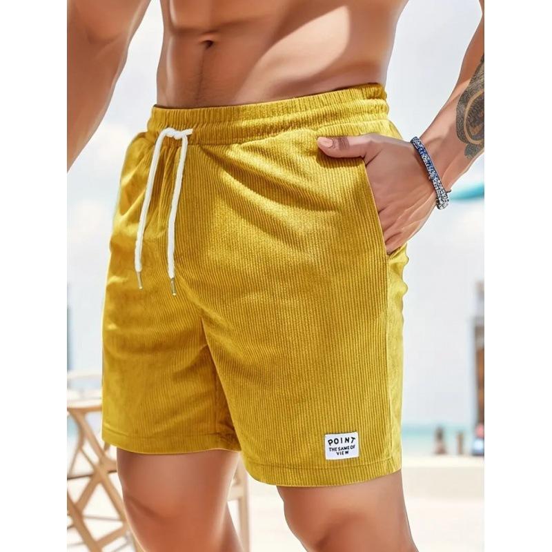 Men Corduroy Sweatpants Summer Beach Casual Shorts Men's Baggy Shorts Basketball Short Trousers Solid Color Sportswear Men