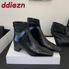 Fashion Fashion 3CM Heels Ladies Ankle Stretch Boots Female Zippers Shoes Modern Pointed Toe Women Short Boots Pumps Shoes