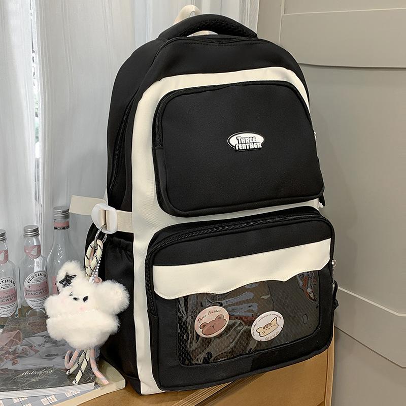 Schoolbag schoolbag for female primary school students Grades 3 to 6 Large-capacity backpack Strong and durable Middle school student contrasting