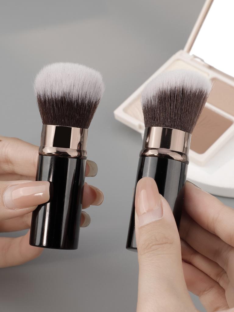 Přenosný zatahovací štětec na pudr, štětec na konturování, mini kompaktní cestovní štětec na make-up, multifunkční sada štětců pro dvojí použití
