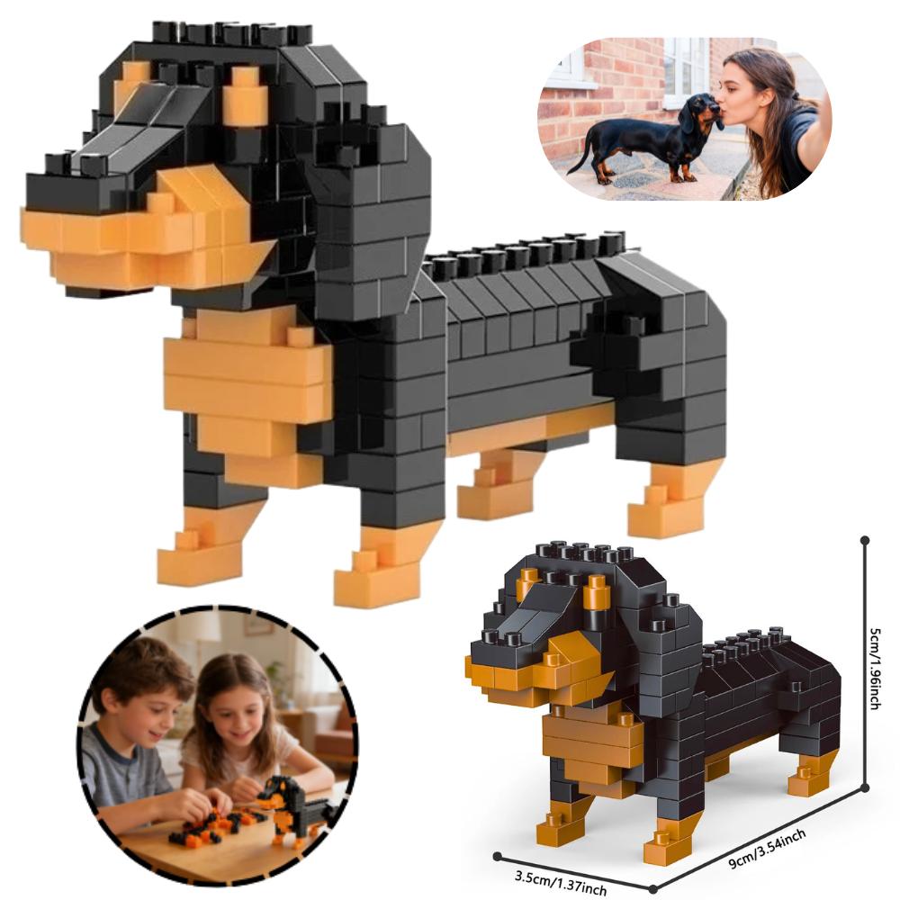 Mini Construction Dog Dachshund Blocks Playthings Designed For Children Plus Adults : Detailed Plus Lifelike Design Enjoyable Plus Instructive