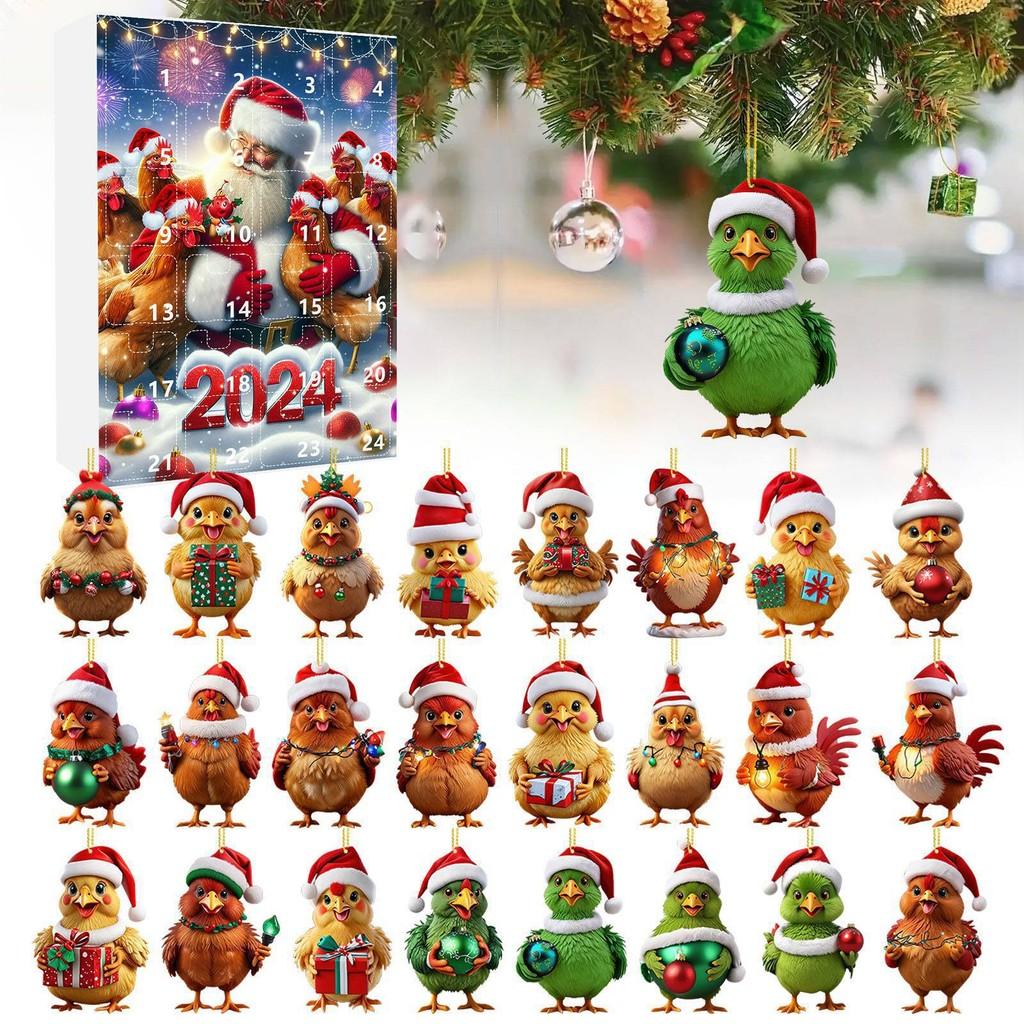 Advent Christmas Chicken Countdown Blind Box Mini Acrylic Pendant Decorative