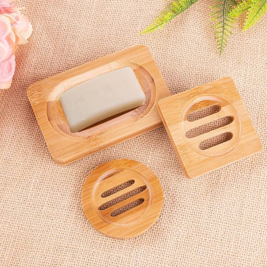 Wooden Natural Soap Box Natural Bamboo Dishes Bath Soap Holder Bamboo Case Tray Wooden Prevent Mildew Drain Box For Bathroom