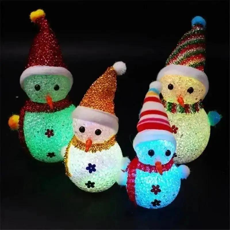 Xmas Gift LED Snowman Santa Claus Ornament Christmas Tree Light Hanging Home Decor Gift Random Color