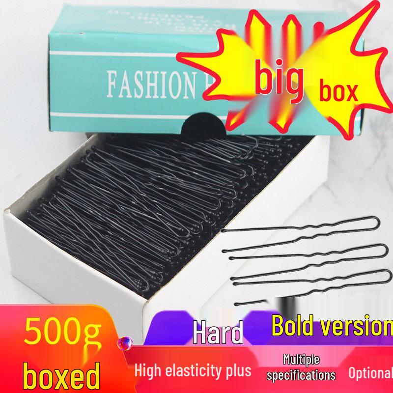 500g Large Pack Black U-Shaped Thickened Wavy Hair Clips