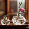 Unique Shape Transparent Pomegranate Glass Vase Red Decorative Hand-Blown Glass Vase Hydroponic Flower Vase Desktop Ornament