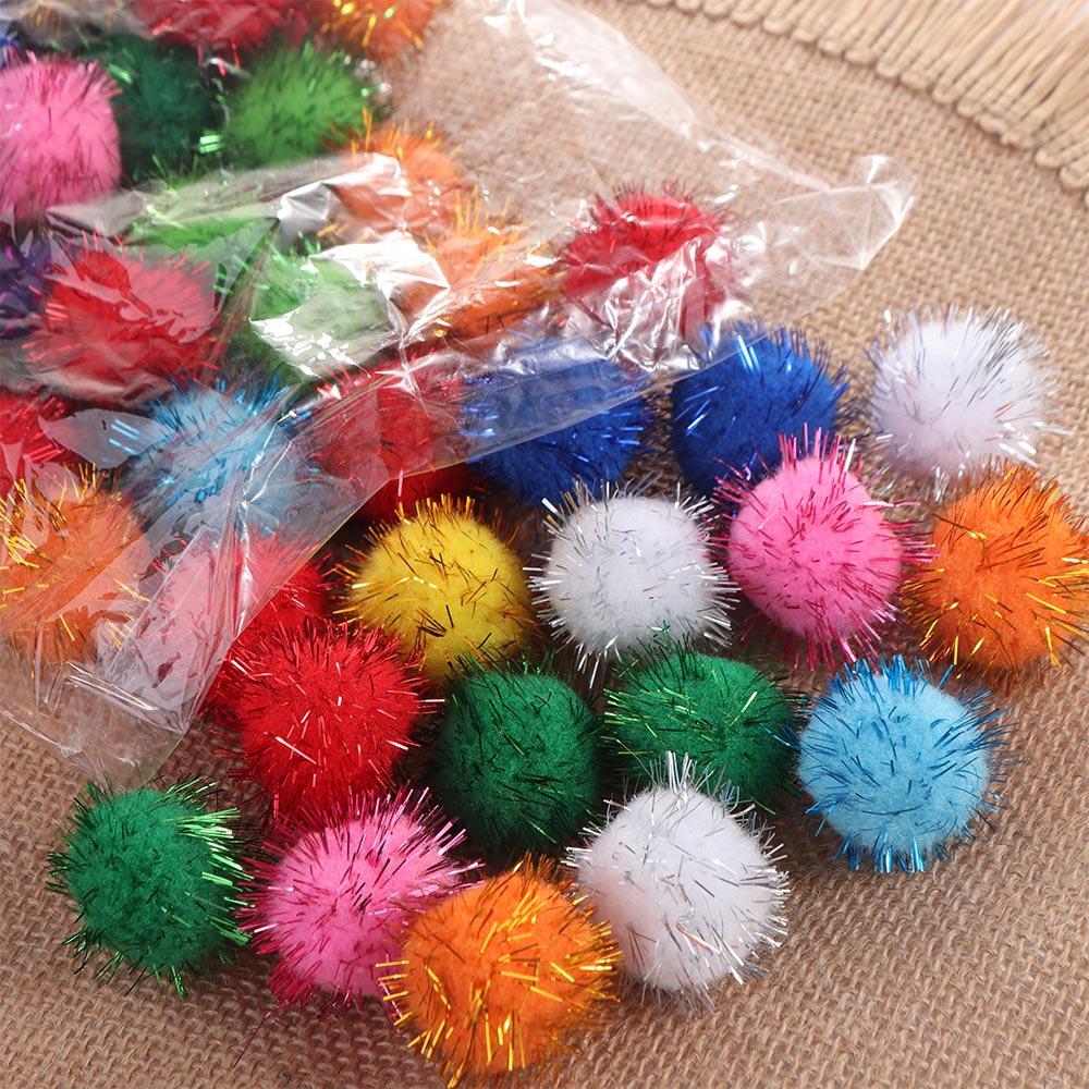50pcs Interactive Cat Sparkle Balls Toy Indoor Pom Pom Balls pet Toys Glitter Balls Puppy