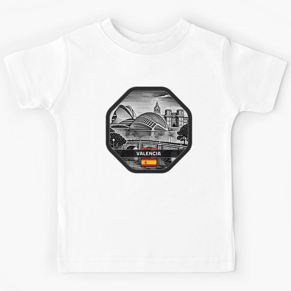 Valencia Spain Linocut Style Kids T-Shirt 170