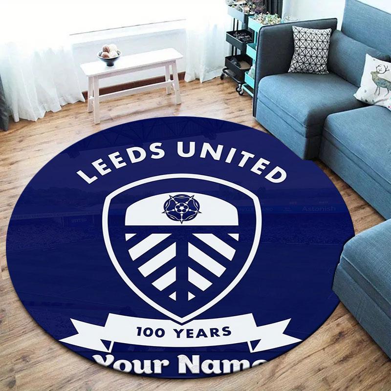 Leeds United Custom Name Round Area Rug,Carpet Rug for Living Room Bedroom Sofa Playroom Decor,Non-slip Floor Mat