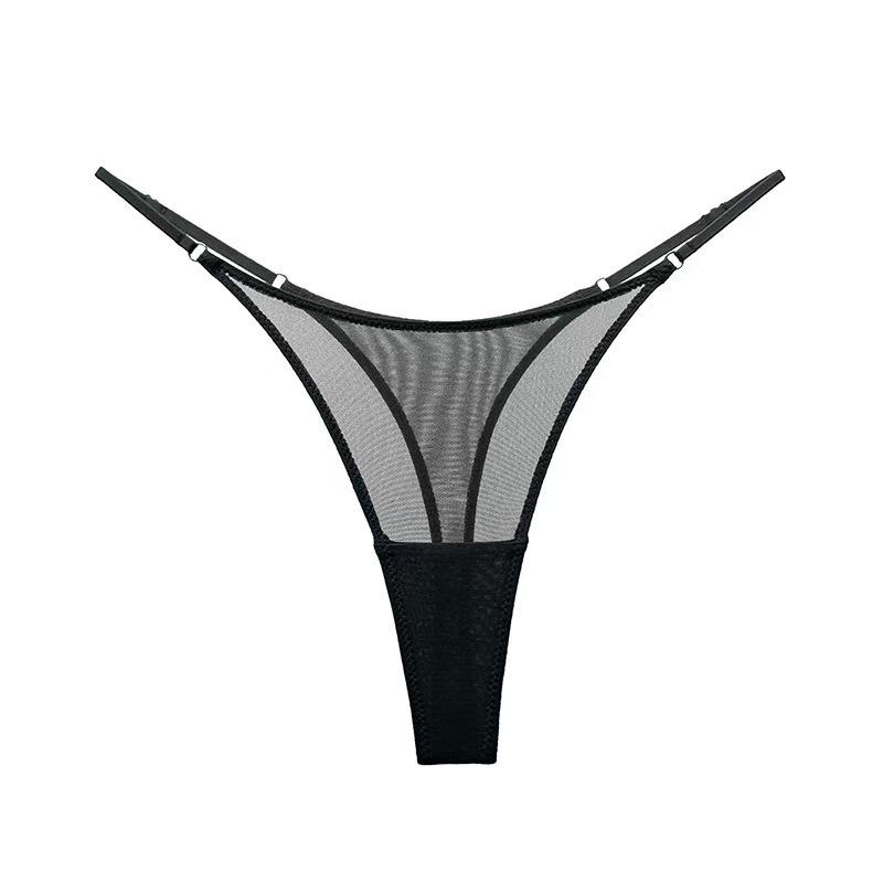 Plate-size Ladies' Summer Romantic and Sexy Mesh Thin Belt High-slit Mid-waist T-shaped Underwear