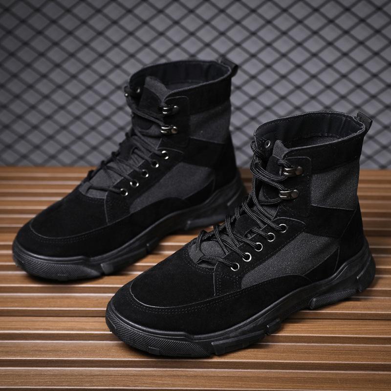 

Мужские повседневные рабочие ботинки в британском стиле, ботинки Мартин, высокие ботинки, мужская обувь, новые одинарные хлопковые ботинки того же стиля 44 чёрный