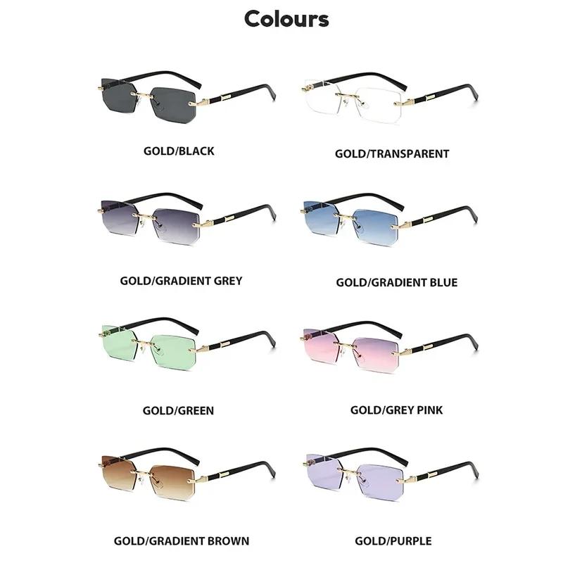 Trendy Rimless Sunglasses for Men Women Fashion Frameless Rectangle Sun Glasses Retro Shades Summer Traveling Eyewear UV400