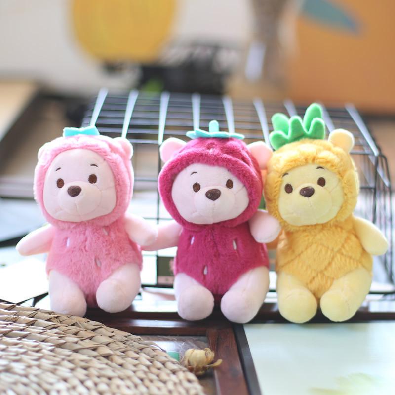 Adorable Pineapple Bear Plush Keychain Cute Short Plush Toy Bag Charm 13cm