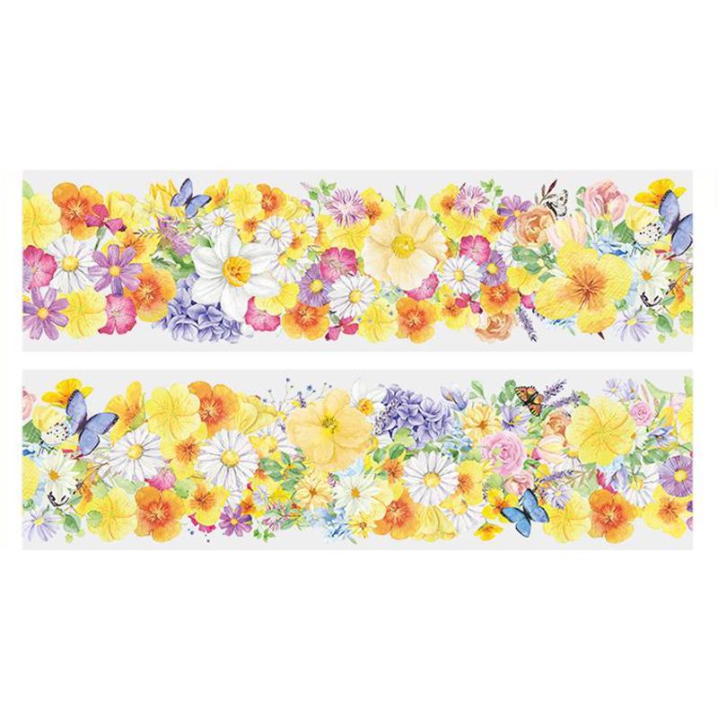1 Pcs / Set PET Tape Waterproof Flowers Plant Series Rose Butterfly Decoration Background Collage Material Scrapbooking Tape