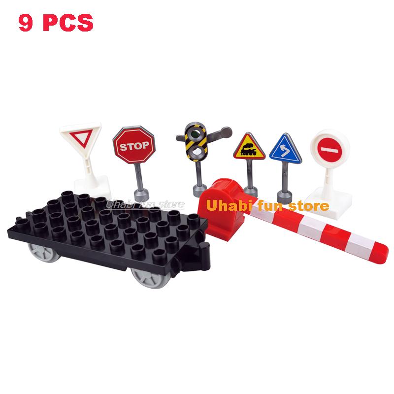Non-Toxic Rail Transport Big Size Building Blocks Creative Track Accessories Assemble Toys For Children Bricks Compatible City Train Set