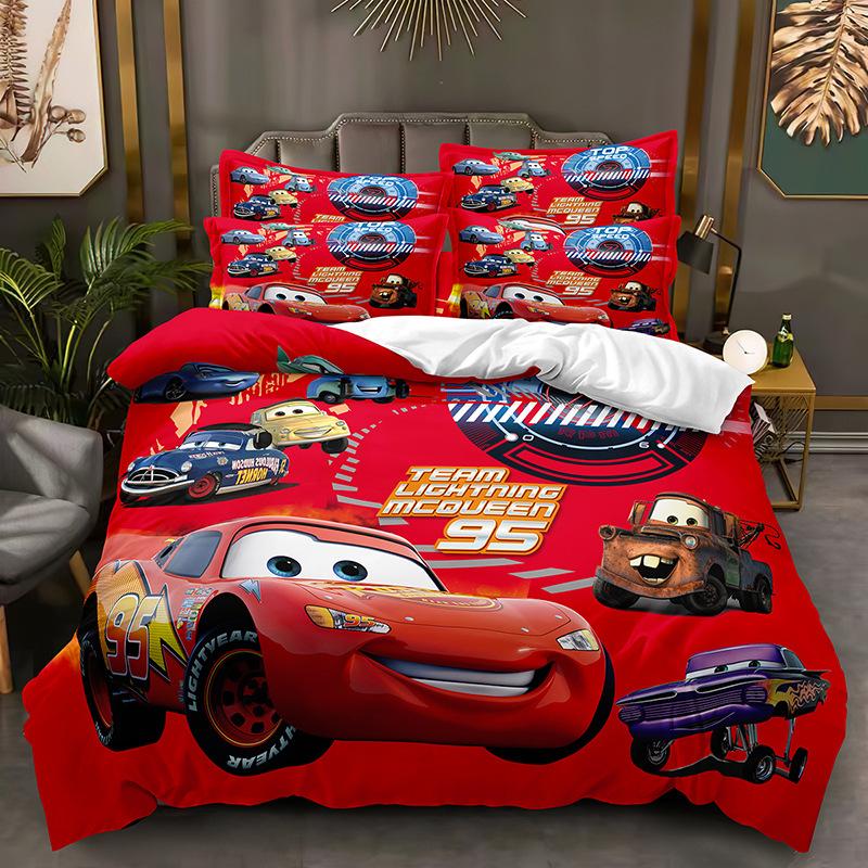 3D Digital Printing Car Story Three-Piece Cartoon Animation Bedding Kit