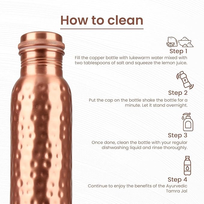 Nirmal Ganga Hammered Copper Bottle 1L | Pure Copper Water Bottle | Handcrafted Leakproof Design | Pack of 1