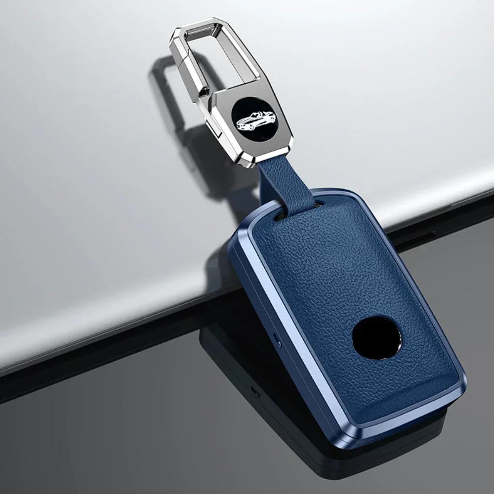 Alloy Leather Car Smart Key Case Cover For Mazda Alexa CX-30 CX-3 CX-5 CX-7 CX-9 CX-4 3 Button Protector Shell Accessories