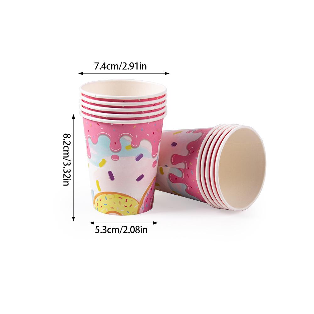Donut Themed Birthday Tableware Set Pink Donuts Paper Napkin Plate Cup Tablecloth Donut Grow Up Birthday Party Baby Shower Decor