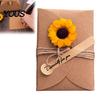 Exquisite Holiday Celebration Cards 5Pcs DIY Dried Flower Greeting Cards, Handmade Note with Artificial Flowers, Jute Twine Romantic Sunflower