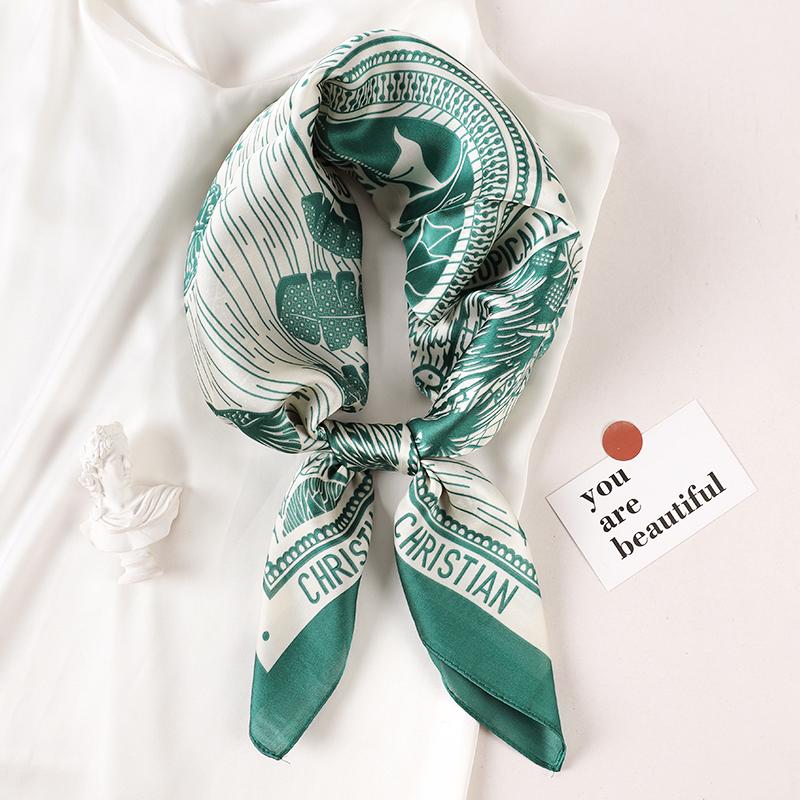 Luxury Brand  Silk Square Scarf Women Cat Neck Hair Tie Band Beach Hijab Kerchief Head Headbands Bandana Female Foulard 70cm