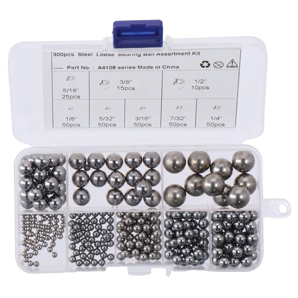 300pcs 5/16",3/8",1/2",1/8", 5/32",3/16" 7/32" Bearing Ball Assortment Kit  Auto Parts