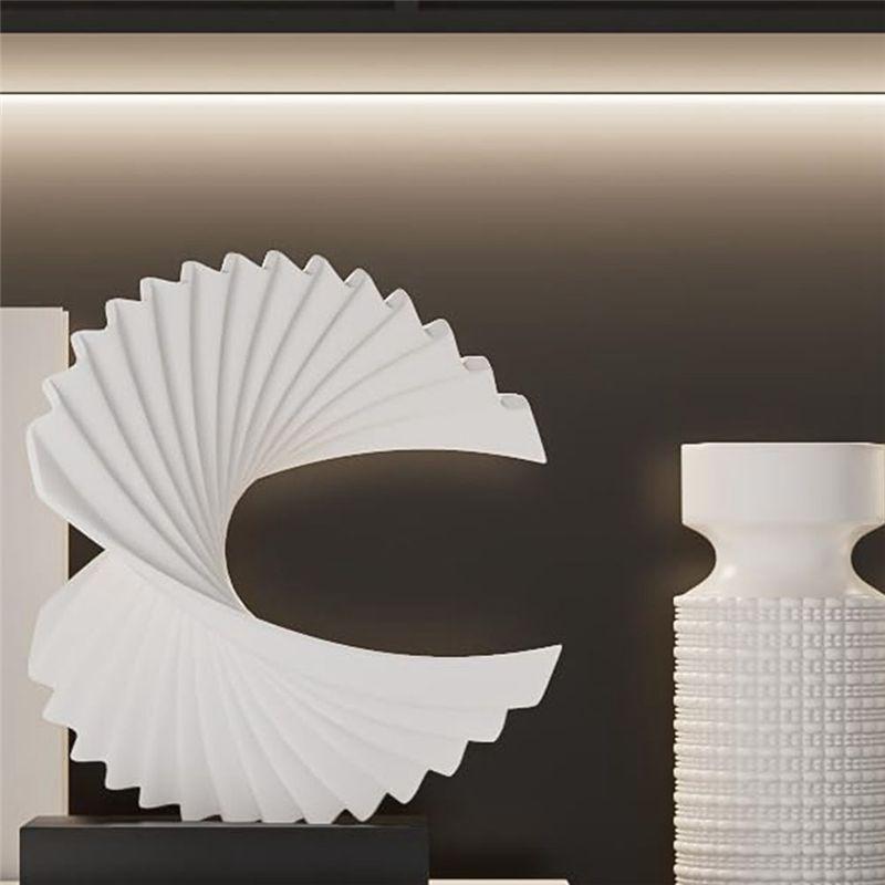 M-Moderne Wellenskulptur, Harz Heimdeko Kunst, Modernes Funky Wellenmeer-Ornament, Abstrakte Statuen, Weiß