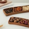Multiple Compartment Storage Tray Made of Bamboos for Snacks Organization Prevents Flavor Mixing Stylish Irregular Color Pattern