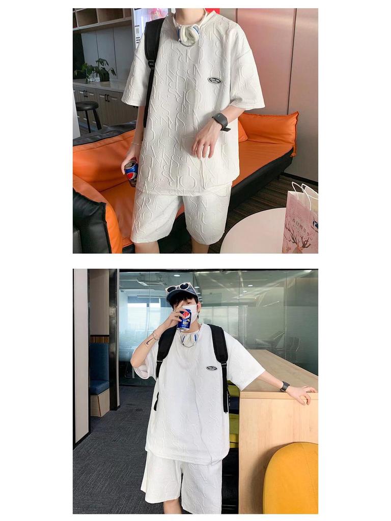 Men's Summer Loose Fit Waffle T-Shirt - Short-Sleeve Casual Teen Style