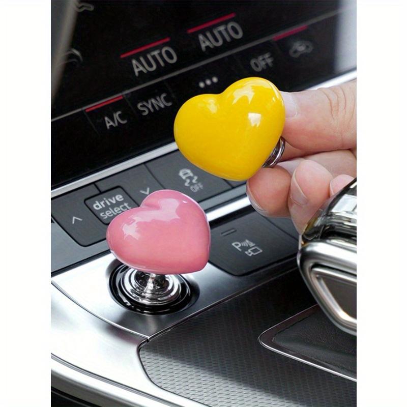1pc Heart Shaped Car One Key Start Button, Personalized and Creative Ignition Ring Button Decoration