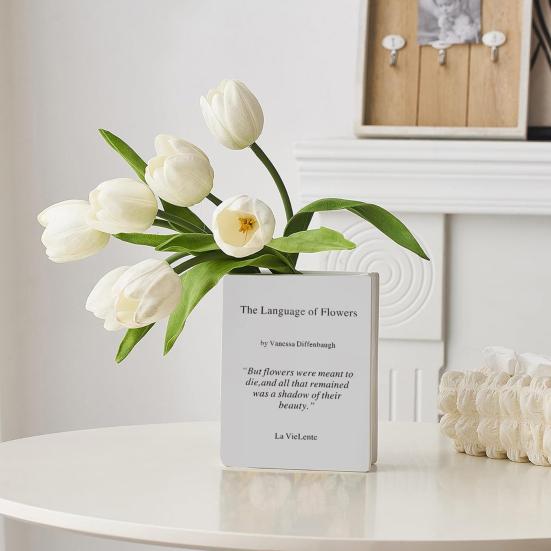 Book Vase The Language of Flowers Plants Vase Aesthetic Living Room Bedroom Home Office Decoration Book Lovers Gifts