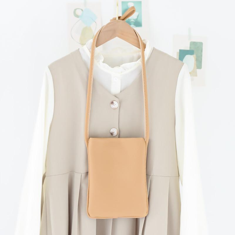 Ielgy Japanese All-Match Mini Cross-Body Korean Version Simple Soft Leather Vertical Mobile Phone Bag Fashionable Fashion Casual Shoulder Bag